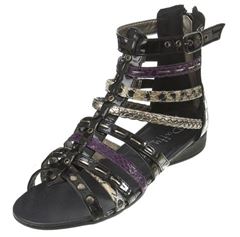 Duffy sandal med gladiator look, sort multi