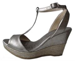 Nome sandal, kilesko, h�j espadriller, platino